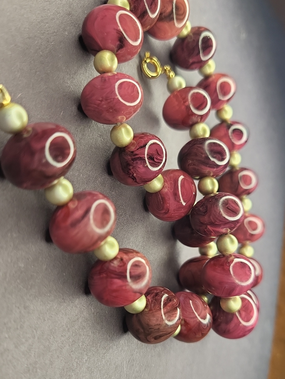 Handcrafted Pink Swirl Beaded Necklace by